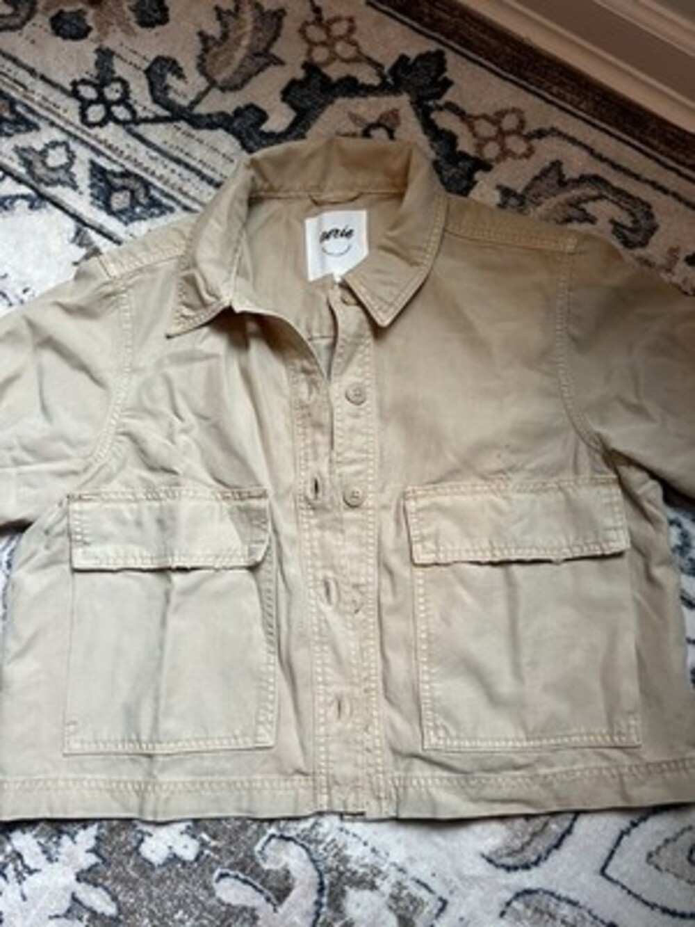 Aerie Womens Size S Tan Button Front Cropped Jacket